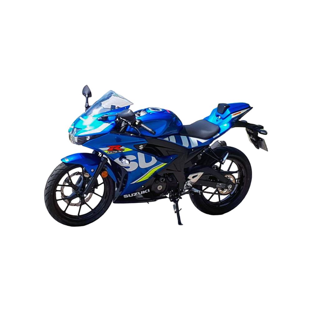 Blaue Suzuki mit Verkleidung der Klasse A1